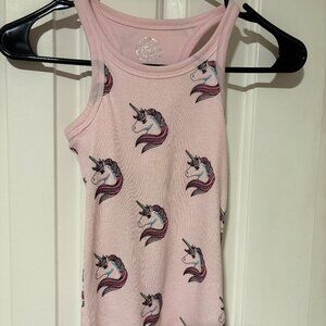 SO pink unicorn tank top with attached sports bra size 7